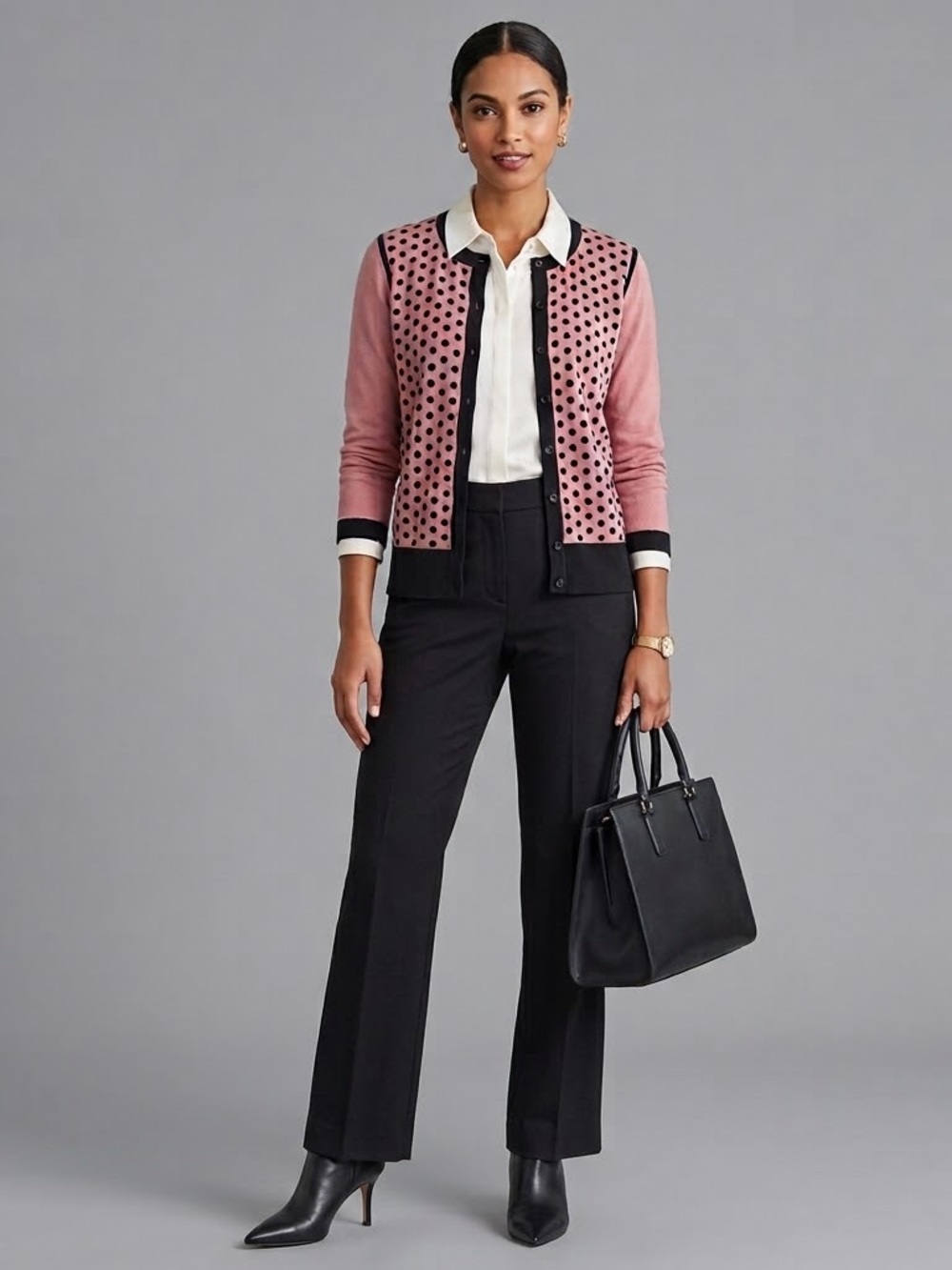 LOFT Pink & Black Straight-Leg Dress Pants